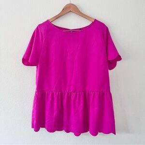 Emery Rose SHEIN Scalloped Hem Pink Baby Doll Top Sz 1X